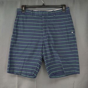 RLX‎ Ralph Lauren Shorts Men 34 Blue Green Striped Flat Front Cotton Golf Casual
